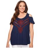 Lucky Brand - Plus Size Embroidered Cold Shoulder Top