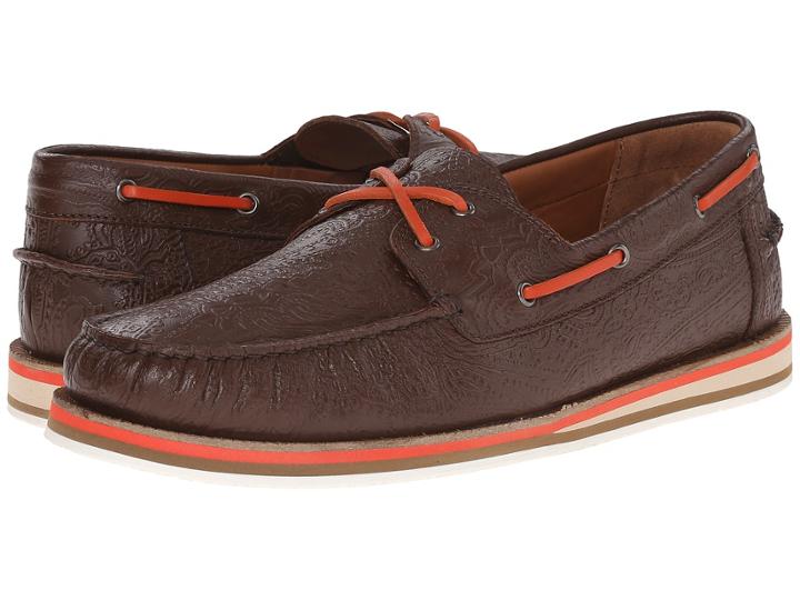Etro - Paisley Embossed Leather Boat Shoe