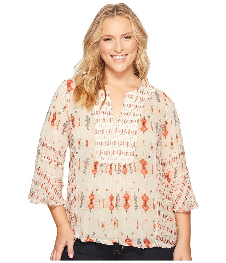 Lucky Brand - Plus Size Mix Print Boho Top