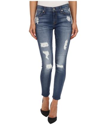7 For All Mankind The Ankle Skinny W/ Destroy In Distressed Authentic Light 2