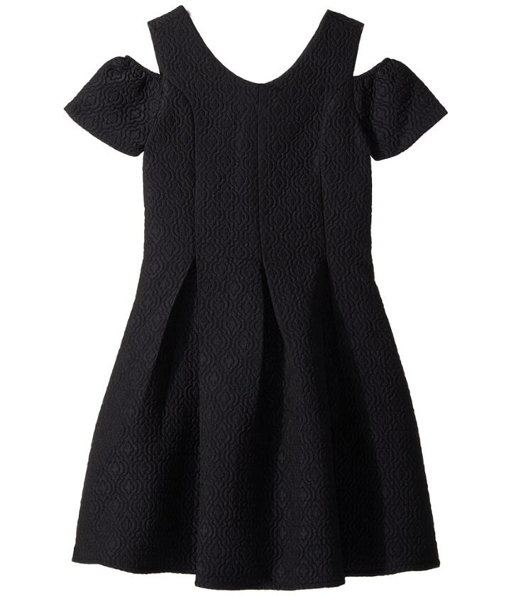 Us Angels - Cold Shoulder Fit Flare Brocade Dress