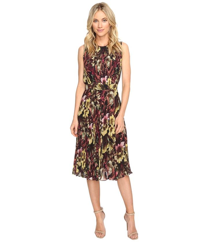 Catherine Catherine Malandrino - Printed Sleeveless Pleated Dress