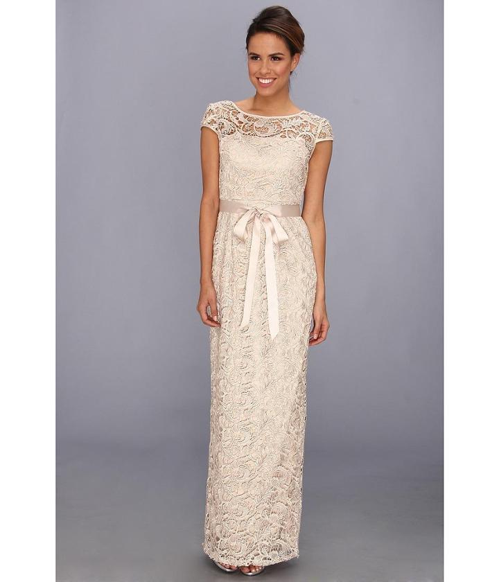 Adrianna Papell Cap Sleeve Lace Gown