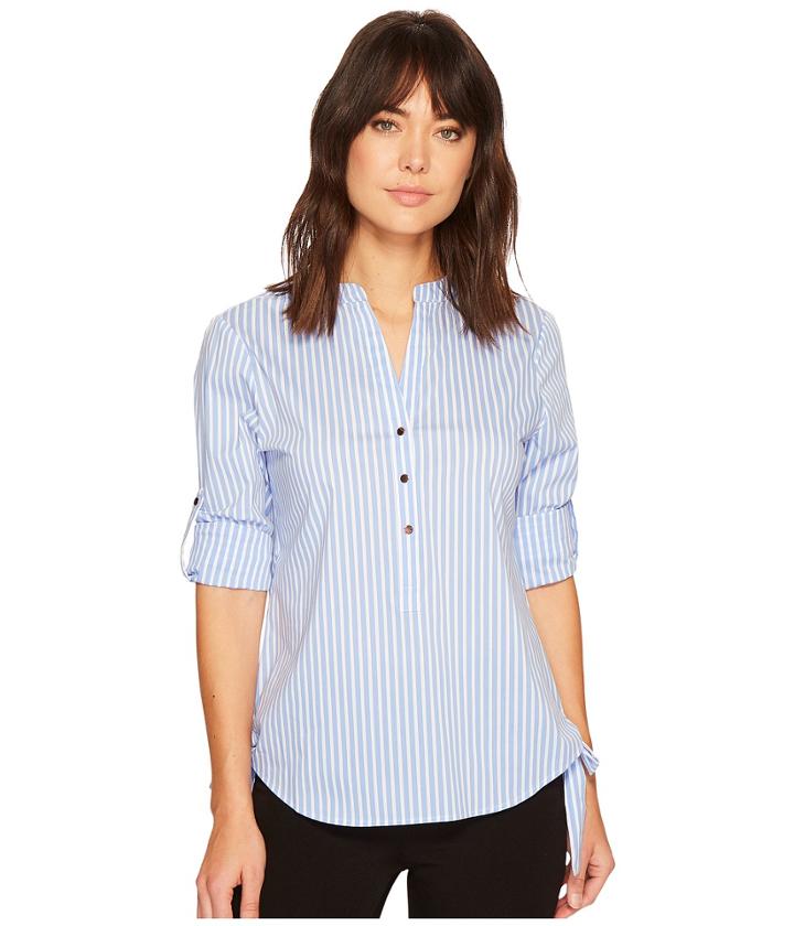 Ivanka Trump - Cotton Stripe Bow Tied Hem Blouse
