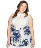 Calvin Klein Plus - Plus Size Sleeveless Printed Top With Collar