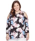 Vince Camuto Specialty Size - Plus Size Poetic Bouquet Sheer Yoke Blouse