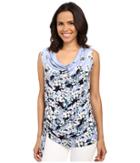 Adrianna Papell - Print Scoop Neck Side Ruched Top