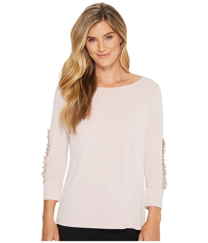 Ivanka Trump - Matte Jersey Long Ruffle Sleeve Shirt