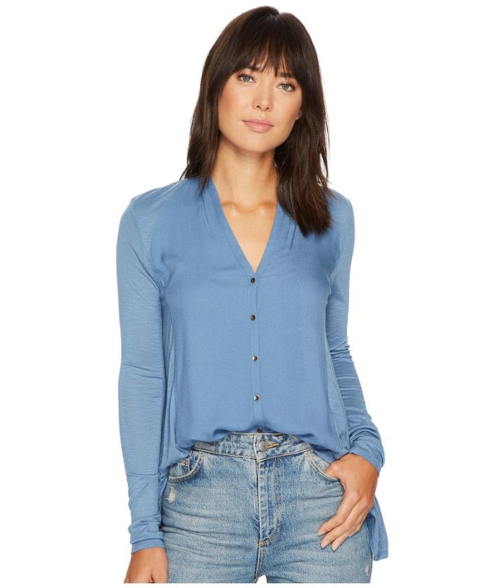 Lucky Brand - Button Down Woven Mix Top