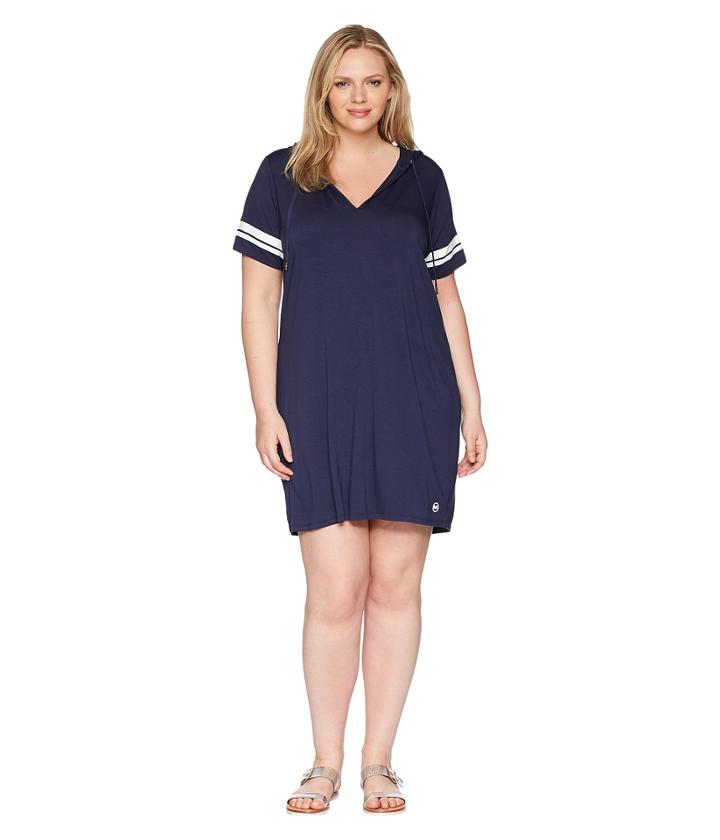 Michael Michael Kors - Plus Size Stripe Sleeve Hoodie Dress