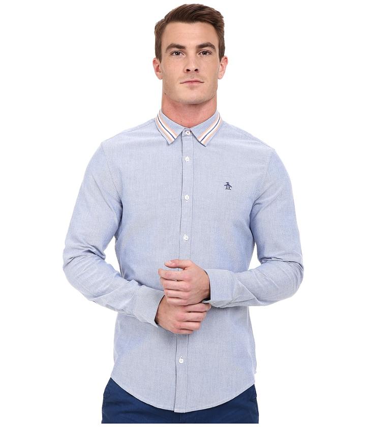 Original Penguin - Long Sleeve Brushed Oxford W/ Athletic Tape Detail