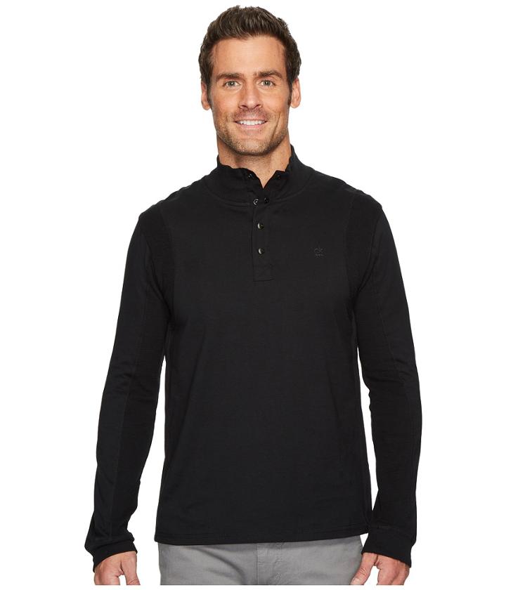 Calvin Klein Jeans - Waffle Mock Neck 1/4 Snap Knit