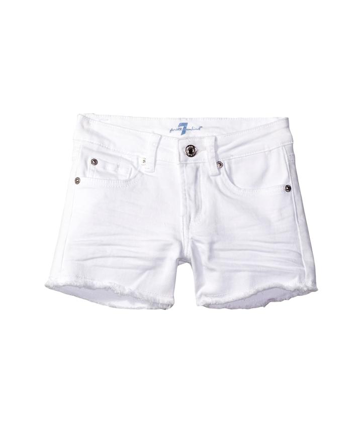 7 For All Mankind Kids - 3 Raw Edge Shorts In Clean White