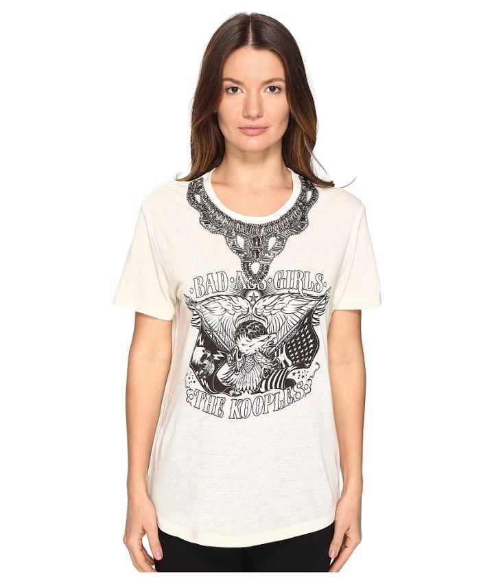 The Kooples - Embroidery Mix Linen Short Sleeve Tee