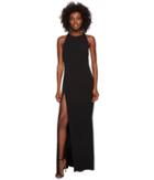Jill Jill Stuart - High Neck 2-ply Crepe Gown W/ Back Chiffon Drape