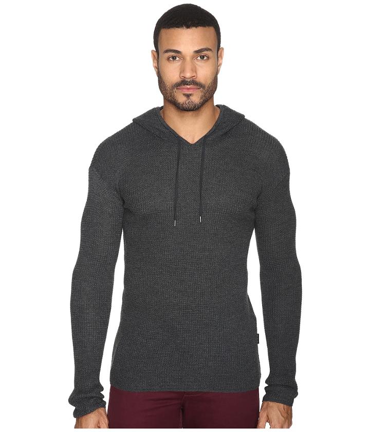 John Varvatos Star U.s.a. - Waffle Stitch Long Sleeve Drop Shoulder Pullover Hoodie Sweater Y1471s4b