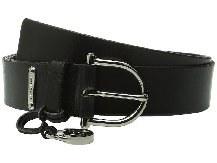 Michael Michael Kors - 35mm Veg Leather Belt On Mk Harness Buckle With Logo Drop