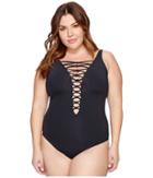 Bleu Rod Beattie - Plus Size Knotty But Nice Lattice Front Mio One-piece