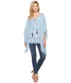Vince Camuto - Woven Spacedye Stripe Tassel Tie Up Poncho
