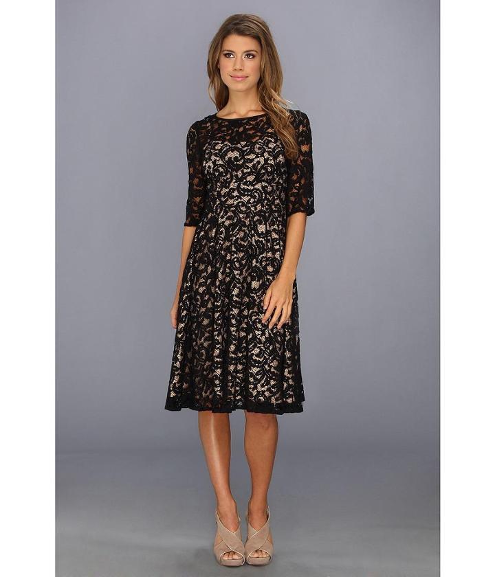 Adrianna Papell 3/4 Sleeve All Over Lace Dress