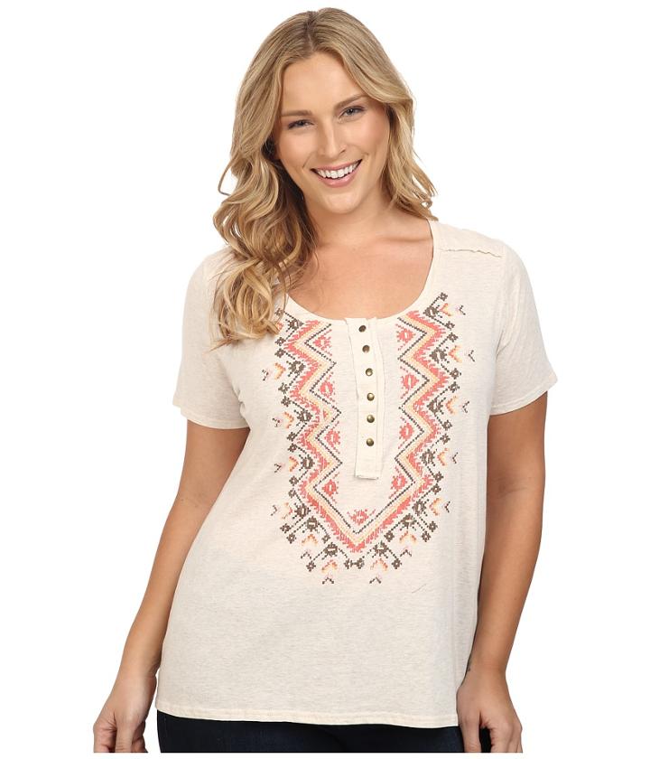 Roper - Plus Size 0428 Oatmeal Heather Henley Top