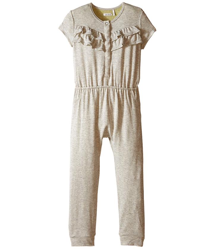 Ikks - Jersey Jumpsuit With Ruffles/snap Front With Cat/pineapple Graphic On Back No Snaps
