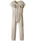 Ikks - Jersey Jumpsuit With Ruffles/snap Front With Cat/pineapple Graphic On Back No Snaps