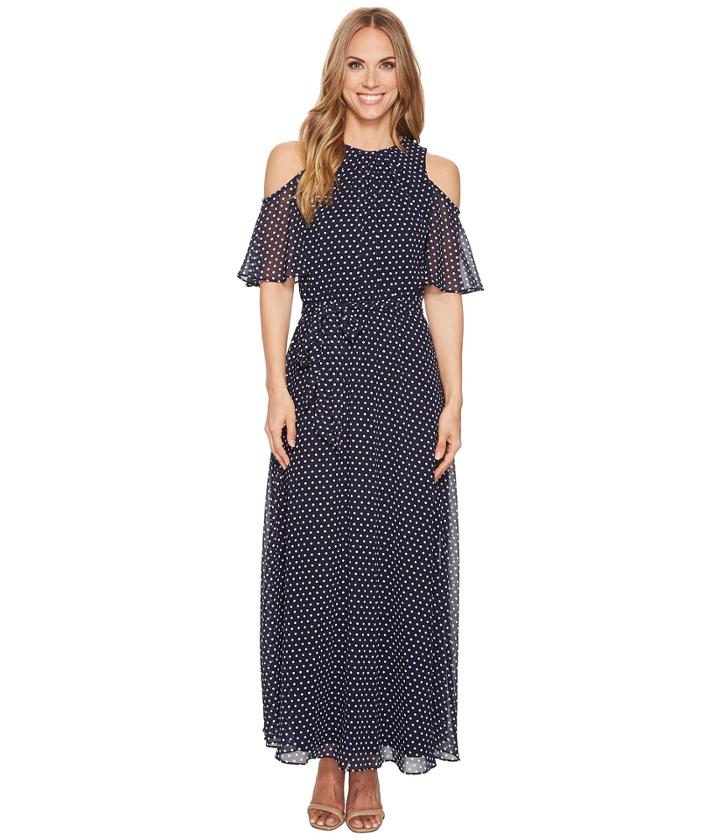 Calvin Klein - Ruffle Cold Shoulder Dress W/ Tie