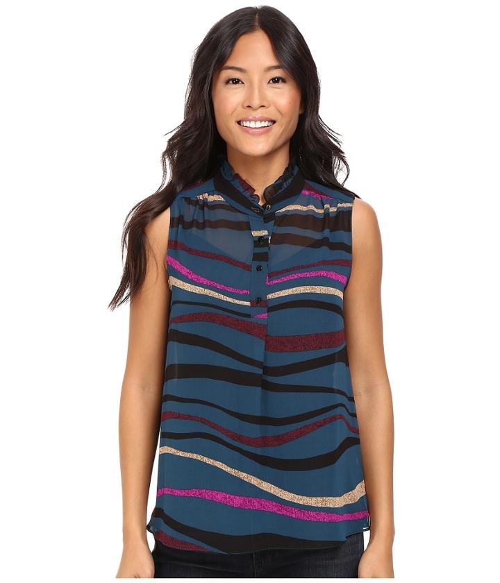 Ellen Tracy - Ruffle High Neck Shell