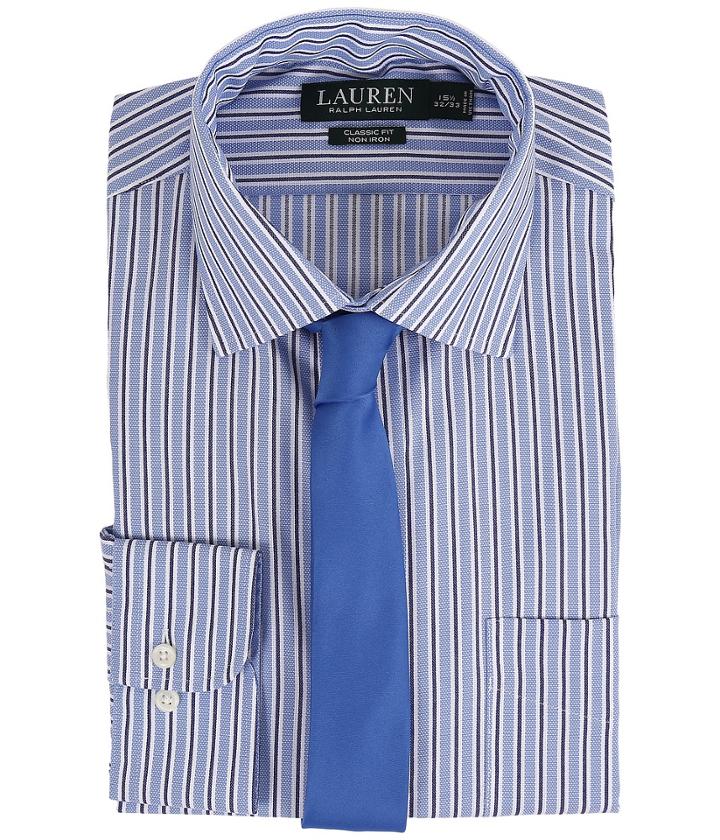 Lauren Ralph Lauren - Striped Oxford Spread Collar Classic Button Down Shirt