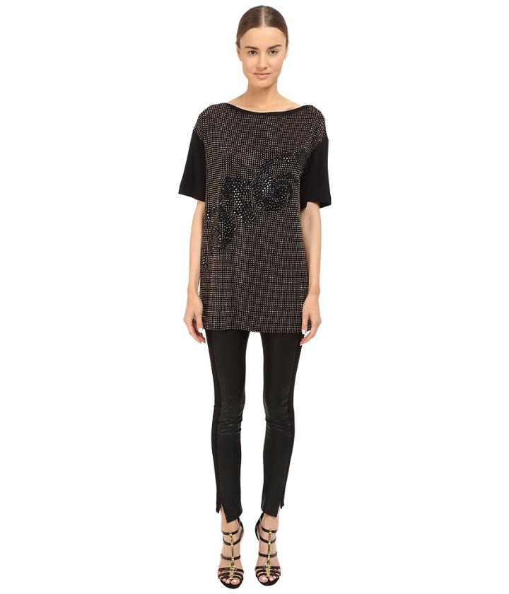 Versace Collection - Black And Gold Embellished Jersey Tunic