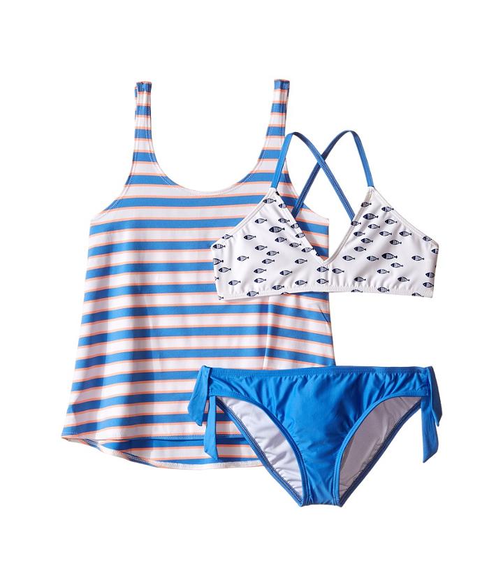 Splendid Littles - Cayman Stripe Double Dip Tankini Bralette Set With Hipster Bottom