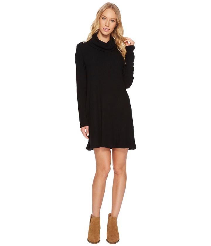 Michael Stars - Madison Brushed Ribbed Long Sleeve Cowl Neck Dress