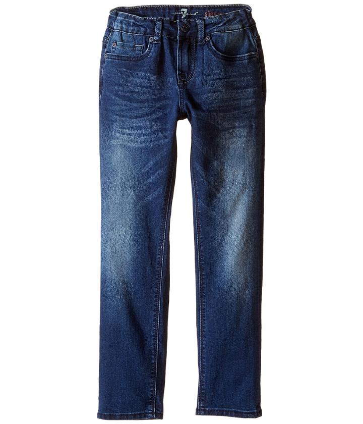 7 For All Mankind Kids - Slimmy Slim Straight Stretch Denim Jeans In Brown Rogue Combo