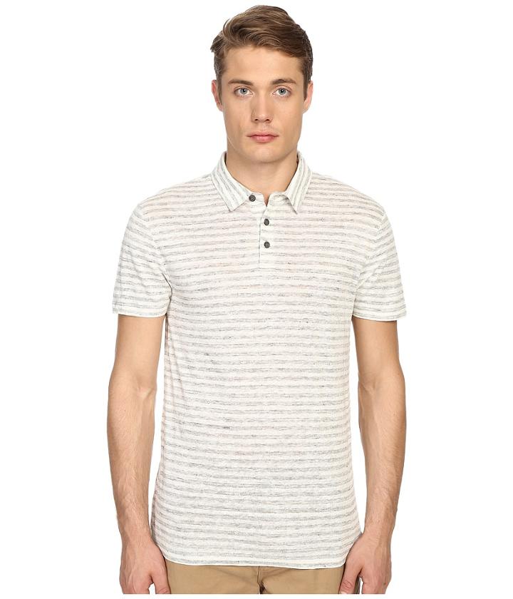 Vince - Linen Feeder Stripe Short Sleeve Polo