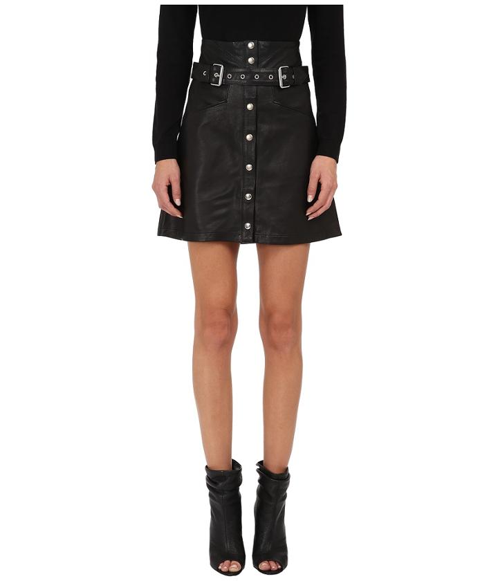 The Kooples - Skirt In Fine Lambskin Leather And Studs