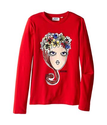 Moschino Kids - Long Sleeve Crown Flowers Tee Shirt Crown Flowers