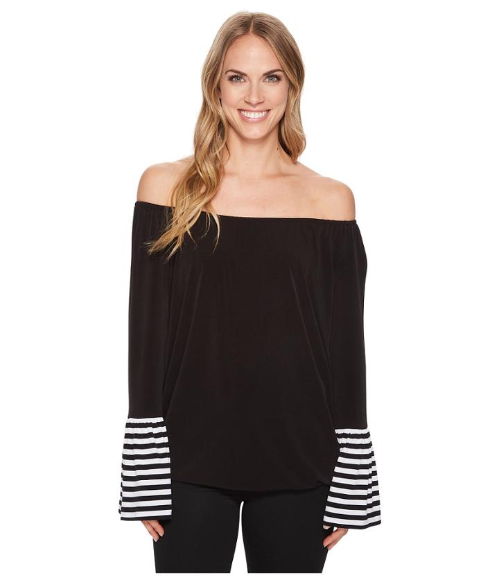 Michael Michael Kors - Stripe Sleeve Cuff Peasant Top