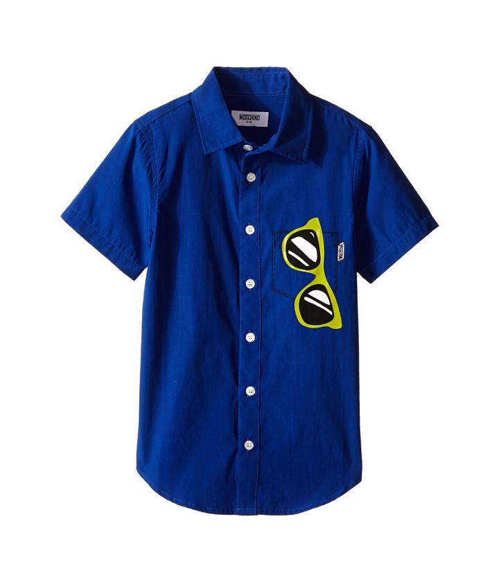Moschino Kids - Short Sleeve Button Up Shirt W/ Sunglasses Graphic