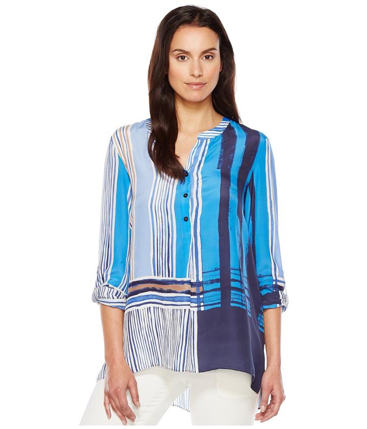 Nic+zoe - Blue Blocks Top