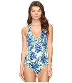 Tommy Bahama - Fronds Floating Twist-front Halter One-piece Swimsuit
