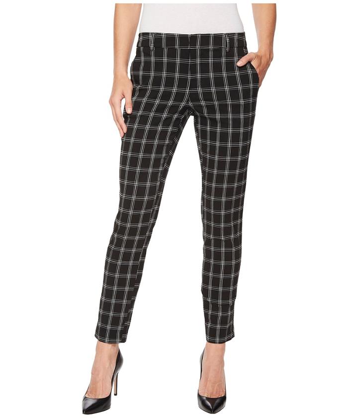 Liverpool - Kelsey Straight Leg Trousers In Novelty Windowpane Print In Black Windowpane