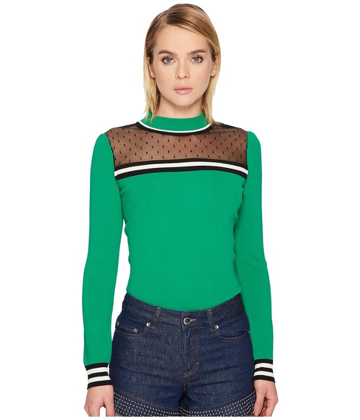 Red Valentino - Stretch Viscose Pullover With Point D'esprit