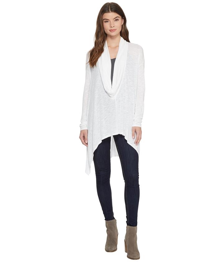 Michael Stars - Brooklyn Jersey Long Sleeve Cowl Neck Poncho With Asymmetrical Hem