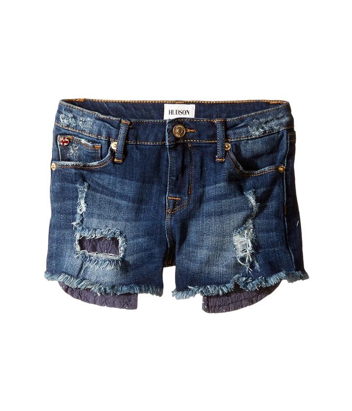Hudson Kids - Five-pocket Shorts With Exposed Embroidered Pocket In Dark Stone Used