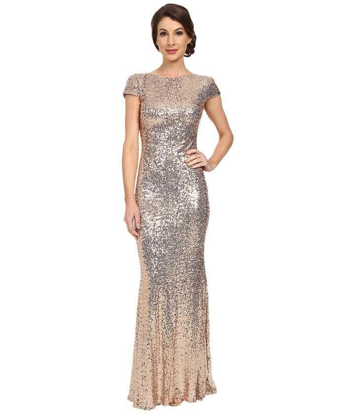Badgley Mischka - Sequin Cowl Back Gown