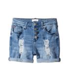 Hudson Kids - Double Roll Cuff High Waisted Destructed Shorts In Twilight