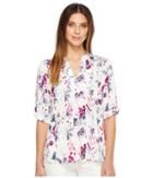 Ivanka Trump - Roll Up Sleeve Tunic Printed Blouse