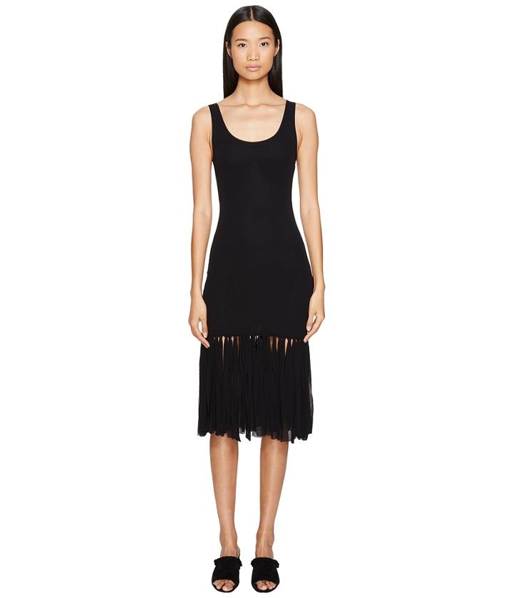 Fuzzi - Solid Tank Dress With Fringe Bottom