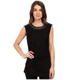 Michael Michael Kors - Leather Yoke Side Pleat Top